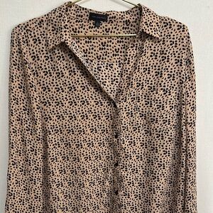The Limited Tan and Black Leopard Print Blouse